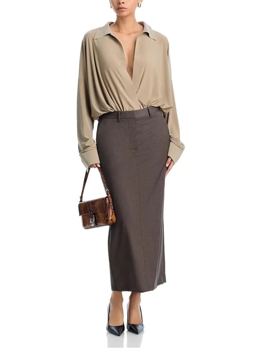 NORMA KAMALI Super Overszied Boyfriend Shirt Bodysuit in Polyester medium